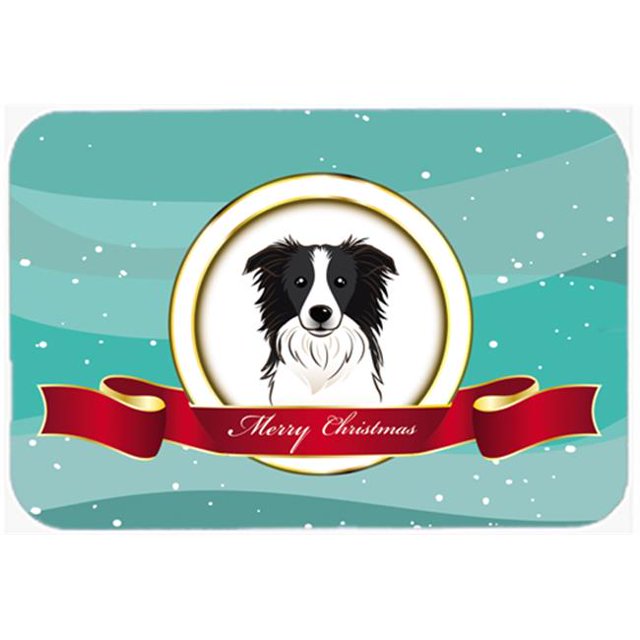Carolines Treasures BB1551LCB Border Collie Merry Christmas Glass Cutting Board- Large