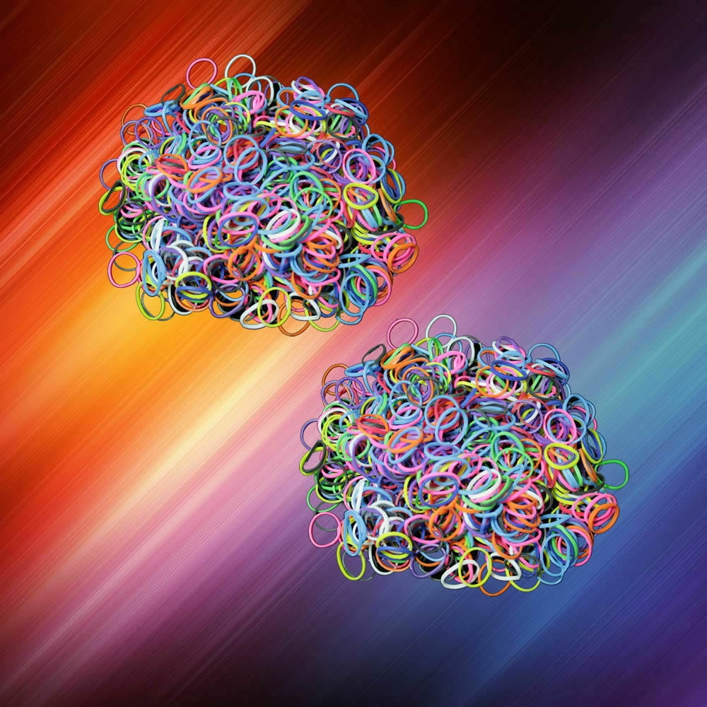 1800 pcs Mixed Colors with 85+ C_Clips and S_Clips Mix Rubber Band clipper