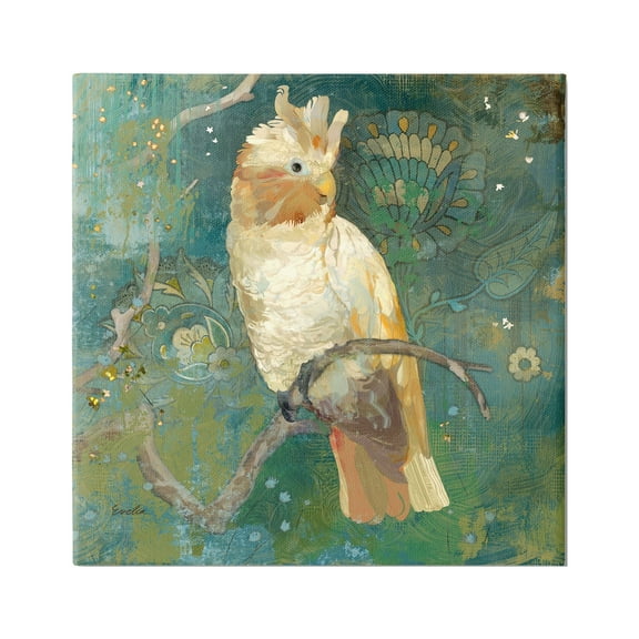 Stupell Industries Cockatoo Boho Pattern Animals & Insects Painting Gallery Wrapped Canvas Art Print Wall Art, 36 x 36