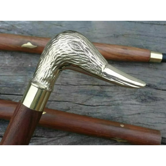 NAUTICALMARTUS BY Walking Stick Cane Brass Duck Handle Vintage Antique Wooden Victorian Designer Gift