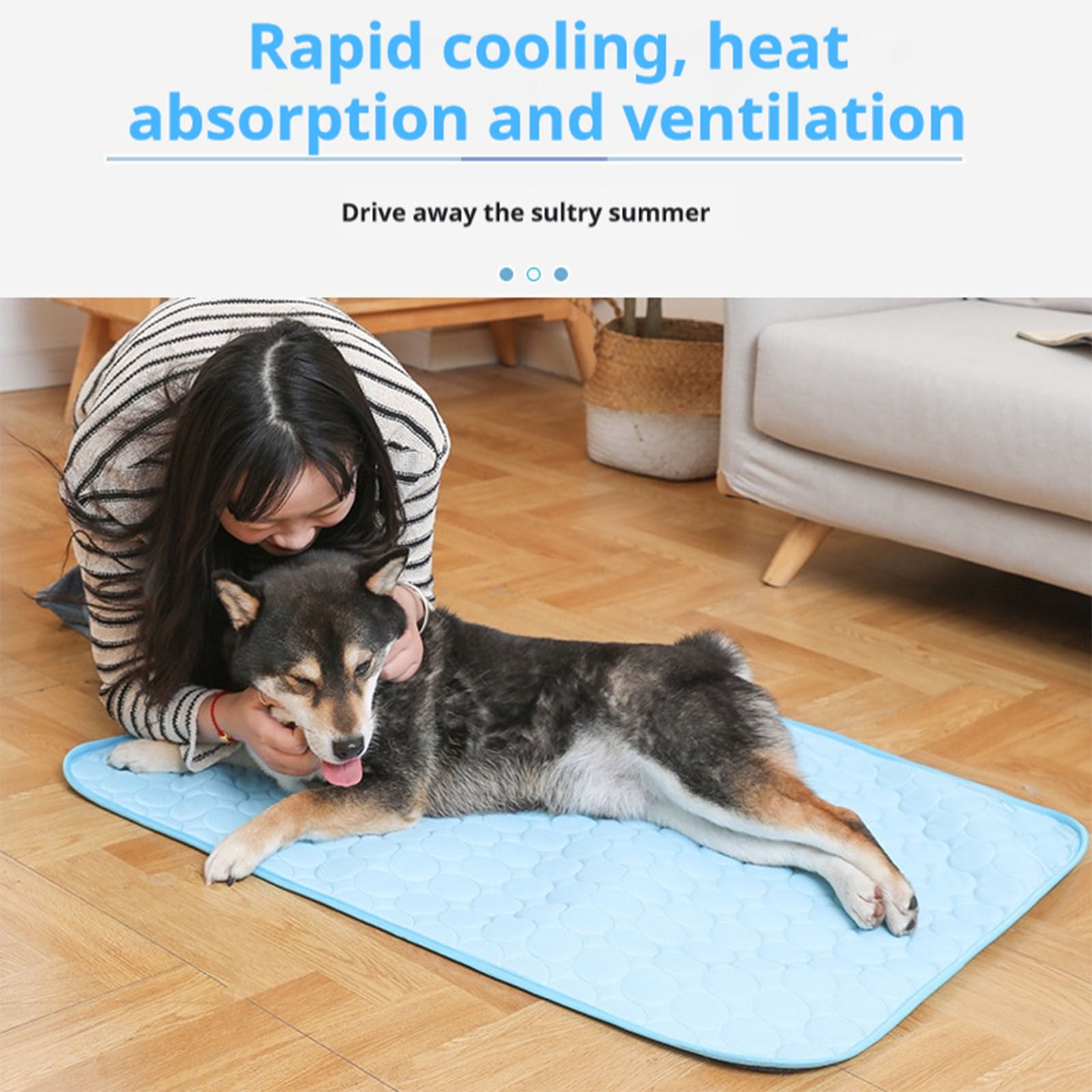 Cooling Mat for Dogs, Pressure Activated Gel Dog Cooling Mat, No Need to Freeze Or Refrigerate This Cool Pet Pad, Keep Your Pet Cool, Use Indoors, Outdoors or in the Car(47"L x 35"W)
