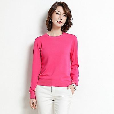 Nouveaux Vêtements d'Automne Hiver pour Femmes Pull Col Rond Uni à Manches Longues Tricoté Hauts Féminins