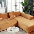 thumbnail image 3 of SHANNA Thick Velvet L Shape Sofa Covers, Non-Slip Sectional Couch Cover Protector Plush Sofa Slipcovers with 2pcs pillowcase for Living Room, Orange, 3 of 9
