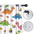 thumbnail image 4 of Blackout Kids Curtains,White Dinosaurs Colorful Leaves Pattern Childrens Insulated Curtains Set Of 2,Bedroom Essentials,Toddler Room Decor 52"x84", 4 of 5
