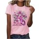 thumbnail image 2 of Fiudx Ofertas Flash Del Día Solo En Línea Mujer Verano Ocio Moda Estampado de Flores Cuello Redondo Manga Corta Top/Camisa, 2 of 4
