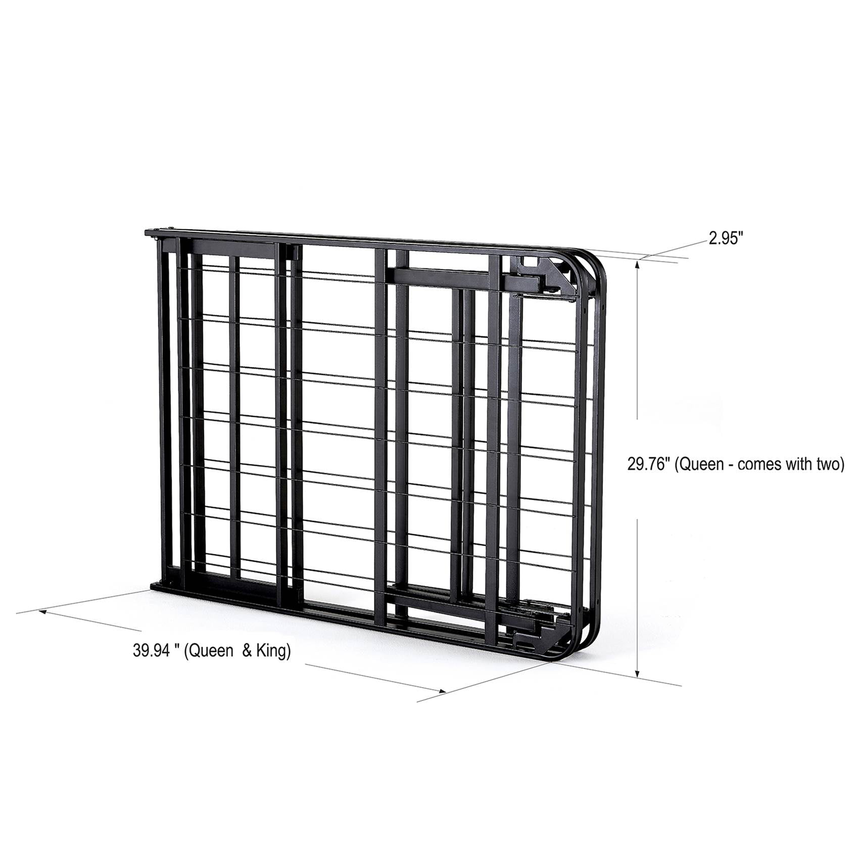 intelliBASE Lightweight Easy Set Up Bi-Fold Platform Metal Bed Frame Queen 