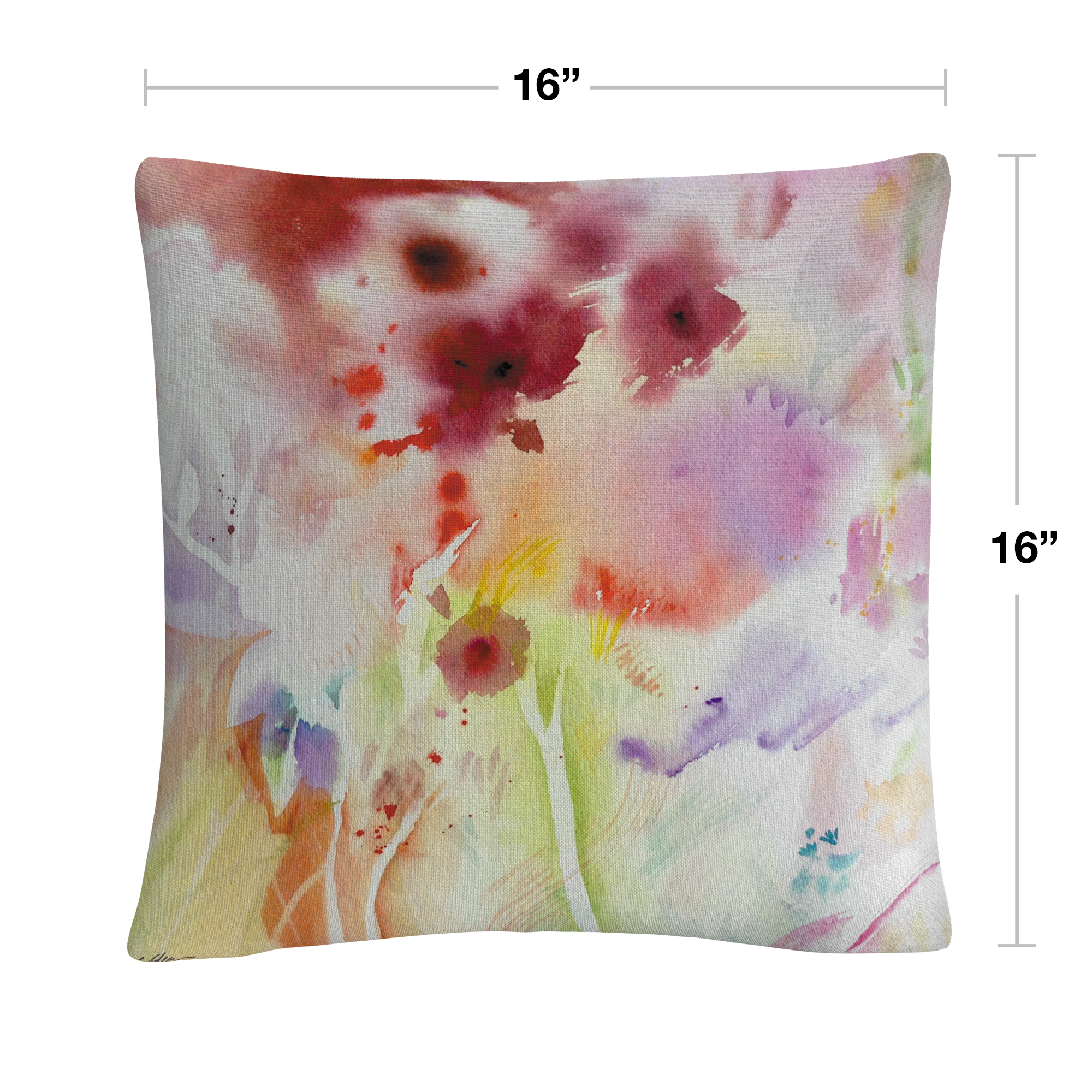 Garden Impressions 3' Watercolor Paint Bleed By Sheila Golden 16 X 16 Decorative Throw Pillow