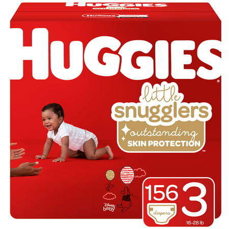 HUGGIES Little Snugglers Diapers, Size 3, 156 (Best Infant Diapers 2019)