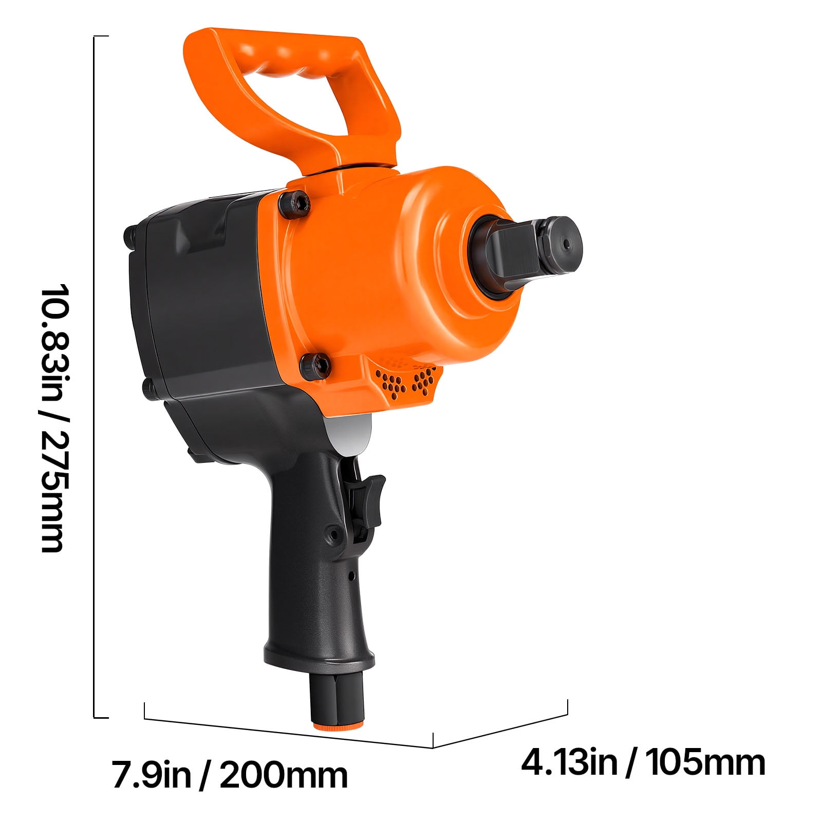 KFFKFF 1-Inch Pneumatic Impact Wrench, Twin Hammer Mechanism, Delivers Up to 1200 ft-lbs Reverse Torque, 4600RPM with 6 Adjustable Speeds for Heavy-Duty Automotive Repairs and Maintenance