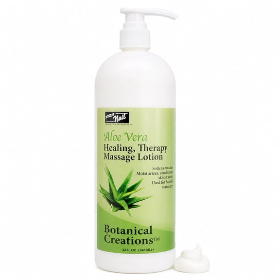 PRO NAIL - Healing Therapy Massage Lotion - Professional Pedicure, Body and Hot Oil Manicure, Infused with Natural Oils, Vitamins, Panthenol and Amino Acids (Aloe Vera, 32 Ounce)