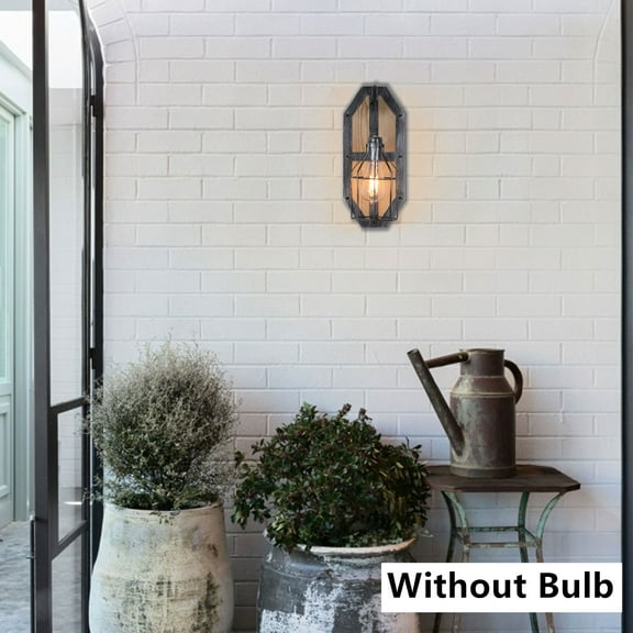 Exterior Wall Light Black Fixture Sconce Industrial Outdoor Porch Lantern Lamp Retro Indoor/Outdoor Wall Sconce Lamp Lantern Light Garden Porch Decor Fixture Industrial Wall Sconces Rustic Lighting