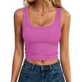 thumbnail image 3 of ANRABESS Crop Tops for Women Square Neck Sleeveless Ribbed Tank Tops Slim Fitted Basic Tee Shirts Cami Summer Clothes Hot Pink XL, 3 of 12