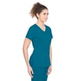 thumbnail image 4 of healing hands Scrubs for Women Mock Wrap Neck Top 2 Pocket Purple Label Women's Scrub Top 2172 Jordan Caribbean L, 4 of 6