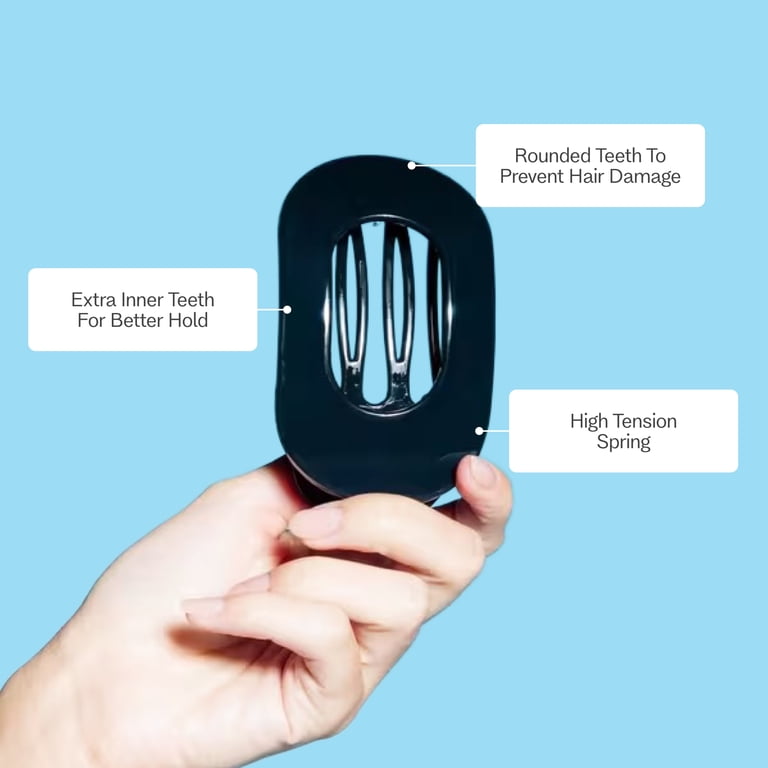 Gimme Beauty Lay Flat Claw Clip for Medium Hair, Curved Comfort Fit - Black and Cream - 2 Count