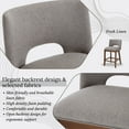 thumbnail image 3 of Guyou Linen Bar Stools Set of 6, 26" Modern Counter Height Barstools, Farmhouse Wooden Kitchen Island Chairs with Open Back for Restaurant Kitchen Bar, Grey, 3 of 12