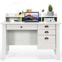 Giantex Vintage Computer Desk, Home Office Computer Table, Spacious Wooden Executive Writing Study Desk, White