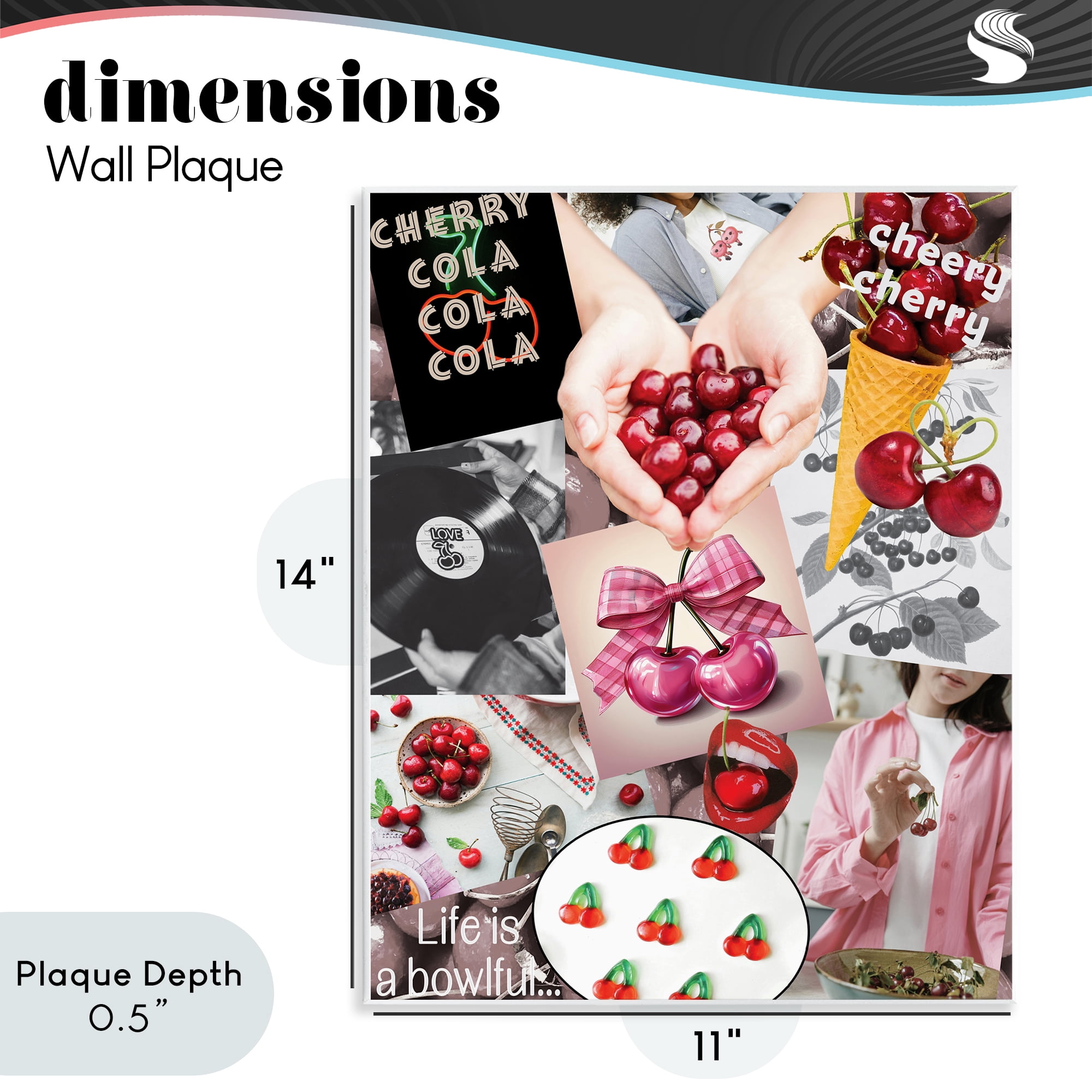 Stupell Industries Retro Cherry Mood Board Wall Plaque Art, design by Grotto Studios