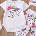thumbnail image 4 of Lovebay Infant Baby Girl Unicorn Bodysuit Pants Headband Hat Clothes Outfit Set 0-18 Months, 4 of 10