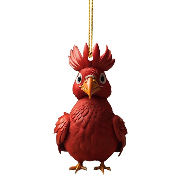 Árbol de Navidad Adorno de Pollo Lindo Coche Colgante Acrílico Creativo (E)
