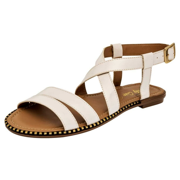 Sandalias Exterior Piel sintética Color Blanco Charol Para Mujer De RBCOLLECTION RBCOLLECTION Sandalias