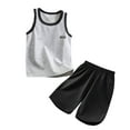 thumbnail image 2 of NAISIBABY Boy's Athletic Sets, Breathable Loose Tank Tops and Gym Shorts Cotton Kids Sports Outfits 2-Piece Gray 4-5T, 2 of 3
