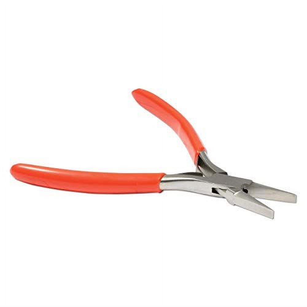 The Beadsmith Platinum Series German Flat Nose Pliers, 4.75 inches (120mm) with Polished Steel Head, red PVC Comfort Grip Handle and Double-Leaf Spring, Tool for Jewelry Making