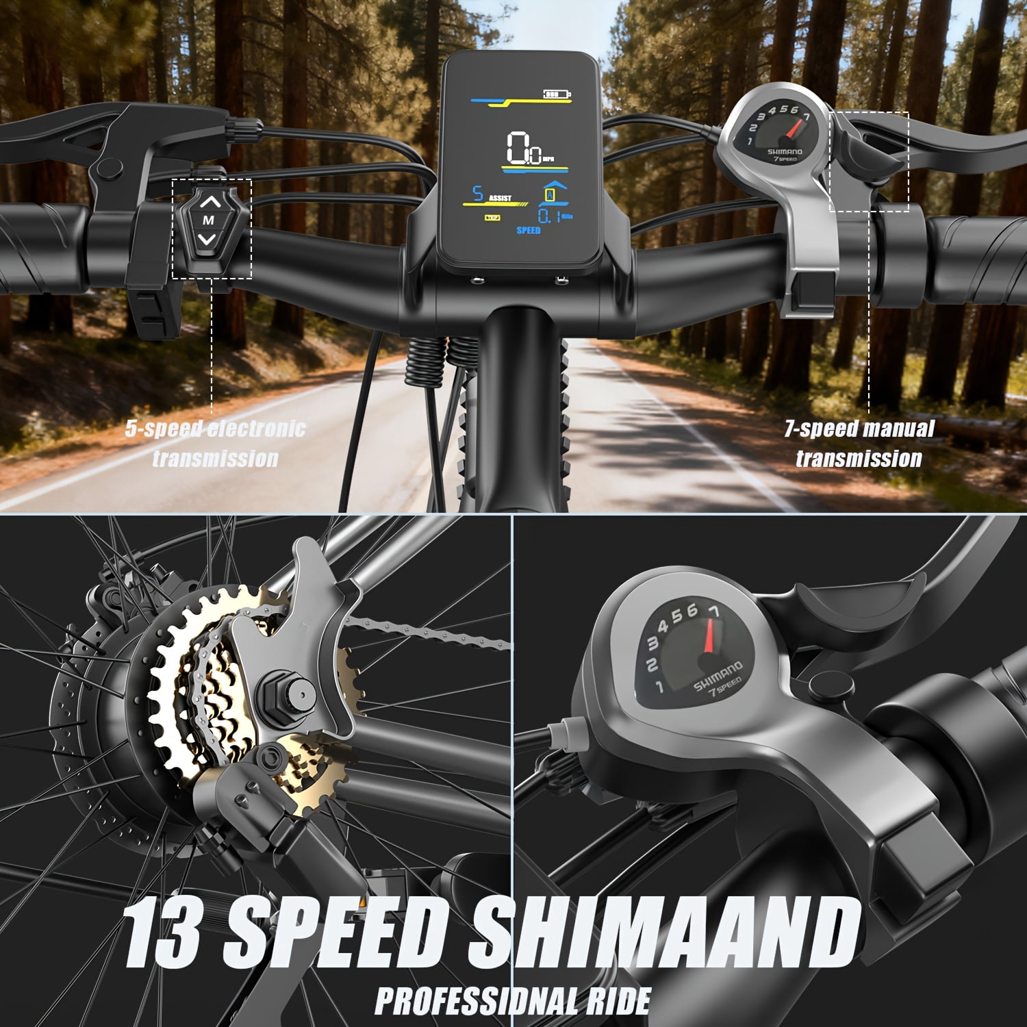 Adult Electric Bicycle, Electric Mountain Bike, 500W-740W(Peak) Motor, 15-20 Mph, Can Travel Over 10-45 Miles On A Single Charge, 48V 10AH/13AH Detachable Battery, Front Fork Suspension