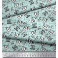 thumbnail image 2 of Soimoi Green Cotton Duck Fabric Coffee & CHill Text Printed Fabric 1 Yard 56 Inch Wide, 2 of 5
