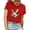 Red, variant on Cavosen Happy Easter Women Summer Tops Short Sleeve Bunny Print Pullover Blouse Round Neck Festival Shirts Vacation Holiday Tee Shirts Loose Dressy Fashion T Shirts Black L