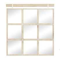 DecMode 32" x 35" Brown Grid Window Inspired Wall Mirror