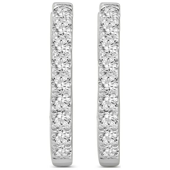 Araiya Fine Jewelry 10K White Gold Diamond Oval Hoop Earrings for Women