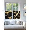 thumbnail image 4 of Black Gold Sheer Curtains 2 Panels Set Marble Luxury Abstract Glitter Fluid Pattern Lihgt Filtering Rod Pocket Voile Drape, Semi Sheer Window Curtains for Bedroom Living Room, 52"x54", 4 of 5