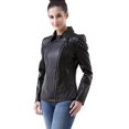thumbnail image 4 of Cruzer Blouson de Moto en Cuir Clouté en Peau de Vache pour Femme - Noir m, 4 of 6