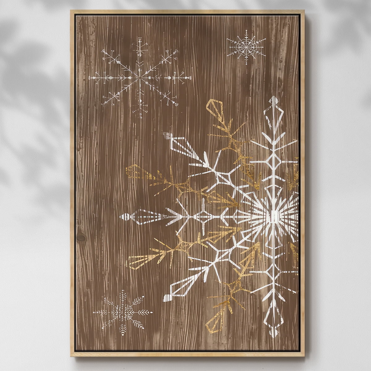 Barnwood Wonderland Collection B - Framed Gallery Wrapped Holiday Canvas - 17 x 25 - Natural Wood Frame