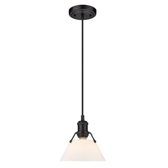 Yep by Golden Lighting Orwell 1-light 8in Pendant in Matte Black and Opal Glass