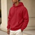 thumbnail image 5 of UDAUDU Mens Fleece Hoodie Long Sleeves Casual Pullover Drawstring Hooded Sweatshirt with Kangaroo Pocket Cozy Basic Hoodies for Men Red L, 5 of 9