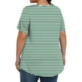 thumbnail image 4 of QUNYINEY Short Sleeve Trendy Tops for Women 2025 Striped Casual Crew Neck Blouses Plus Size Pleated Loose Pullover Tops, 4 of 6