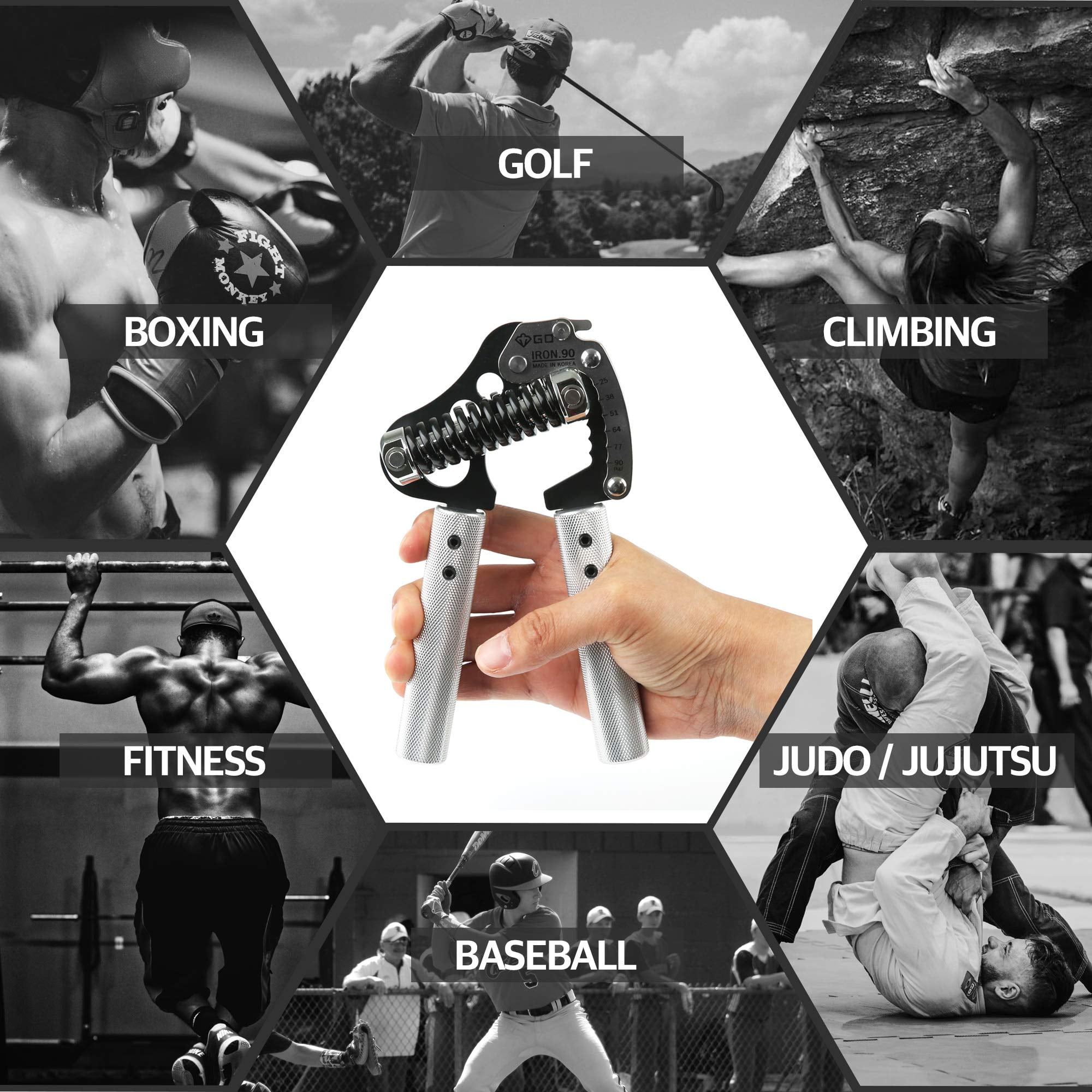 GD Iron Grip Metal Strength Device - Adjustable Hand Gripper