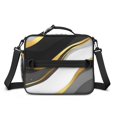 thumbnail image 2 of Black and Gold Marble Pattern Insulated Lunch Bag with Shoulder Strap and Bottle Holder,Bento School Lunch Bag Box,11x9.5x3.5 Inches, 2 of 5