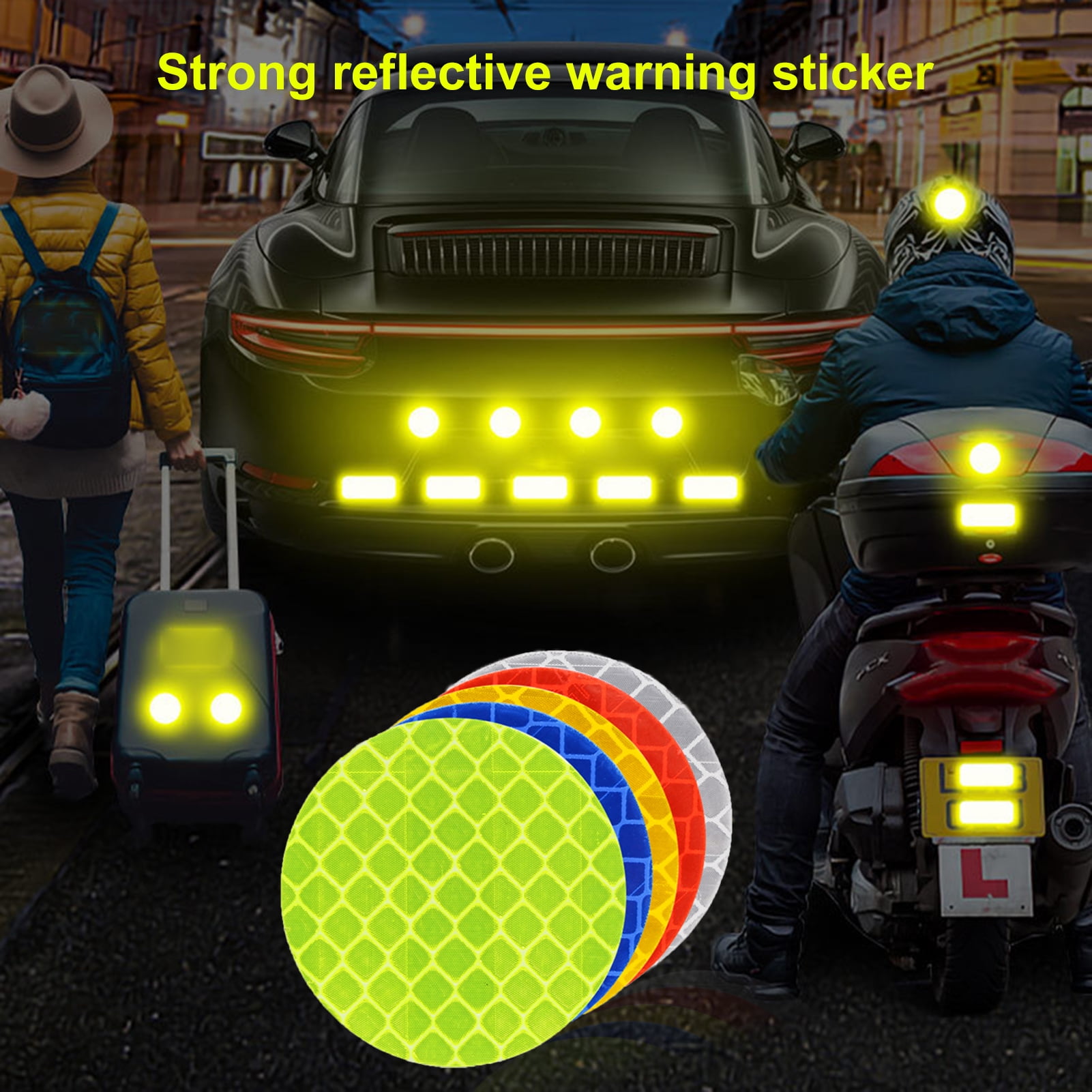 Reflective Safety Stickers Bike Motorcycle Helmet Car Waterproof YELLOW   retro 
