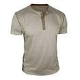 thumbnail image 2 of Handshe Men's Short Sleeve Henley Shirt, Solid and Color Block Design for Everyday Wear, 2 of 6