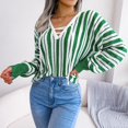thumbnail image 2 of Vedolay Fall Sweaters Womens 2023 Trendy Fall Fashion Sweaters Knit Ribbed Stripe Pullover Top,Green M, 2 of 5
