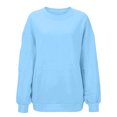 thumbnail image 3 of Ozmmyan Womens Crew Neck sweatshirts Womens Long Sleeve Pullover Sweatshirt With Zipper Pockets Loose Casual Solid Fall Winter, 3 of 6