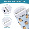 thumbnail image 3 of Yayeee 40oz Stainless Steel Tumbler with Straw and Handle Double-Wall Insulated Travel Water Bottle, Blueberry Pancake Pattern, 3 of 8