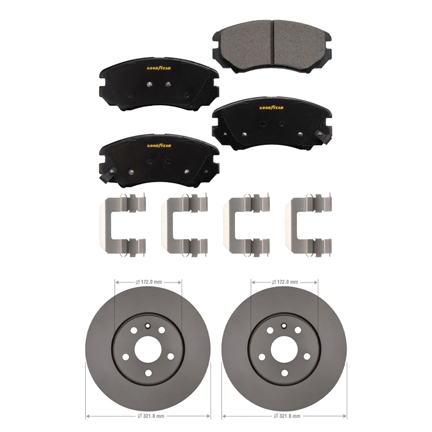 Front Rear Brake Ceramic Pads For 2014-2016 Chevy Impala Limited Anti Noise 