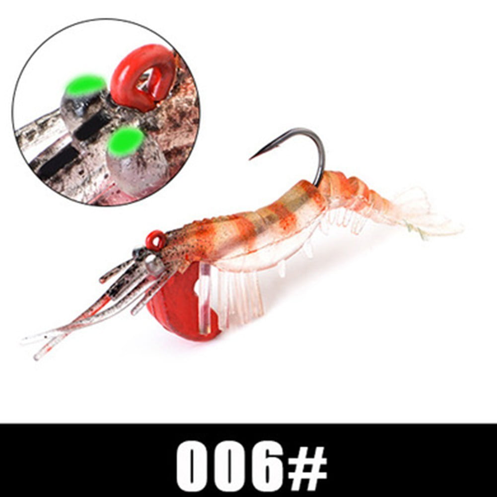 7/10cm Artificial Soft Shrimp Bait Luminous Eyes Prawn Fishing Lures Hook Baits 