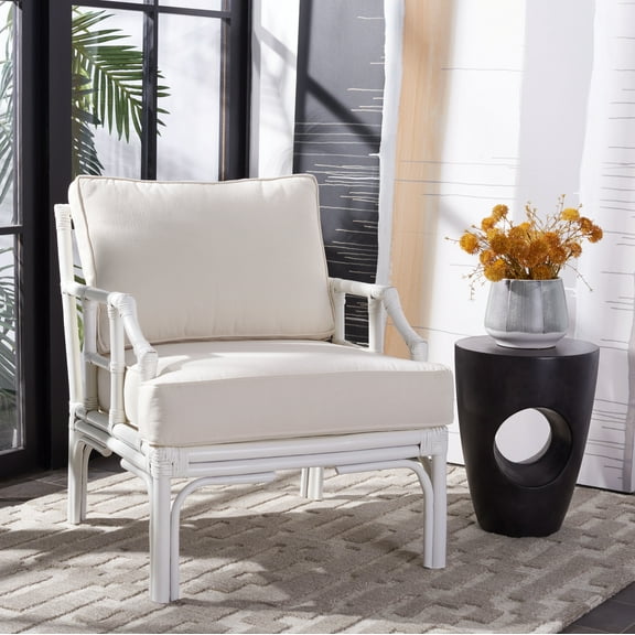 SAFAVIEH Kazumi Glam Accent Armchair with Cushion, White