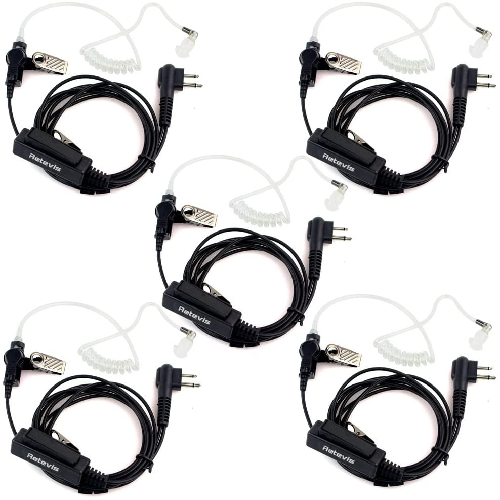 Retevis Two Way Radio Earpiece, 2 Pin Acoustic Radio Earpiece Headset