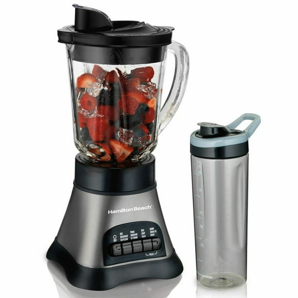 Hamilton Beach Wave Crusher Blender with 40oz Glass Jar and Blendin Travel Jar Black