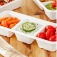 thumbnail image 3 of Pulp Tek 17 oz Rectangle White Sugarcane / Bagasse Catering Container - 3-Compartment - 9 1/4" x 3 3/4" x 1 3/4" - 100 count box, 3 of 3